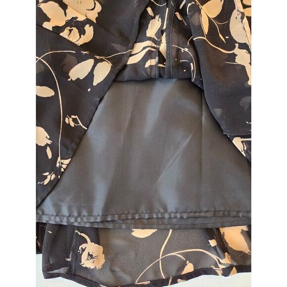 Talbots Womens Black Tan Floral Lined Full Skirt 16 Petite - Picture 4 of 9